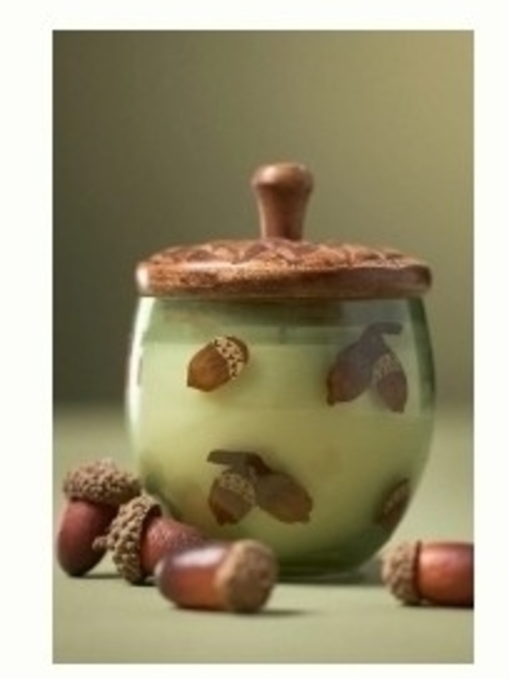 Anthropologie Gourmand Sweet Maple & Chai Handpainted Acorn Glass Candle